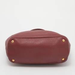 Pre Owned Prada Burgundy Vitello Danio Leather Side Pocket Shoulder Bag