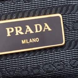 Pre Owned Prada Blue Saffiano Lux Leather Large Galleria Double Zip Tote