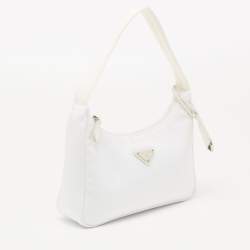 Pre Owned Prada White Tessuto Nylon Re-Edition 2000 Baguette Bag