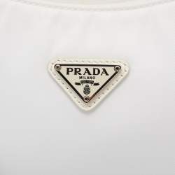 Pre Owned Prada White Tessuto Nylon Re-Edition 2000 Baguette Bag