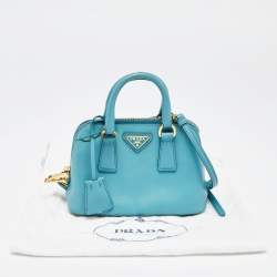 Pre Owned Prada Turquoise Saffiano Lux Leather Mini Promenade Crossbody Bag