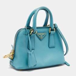 Pre Owned Prada Turquoise Saffiano Lux Leather Mini Promenade Crossbody Bag