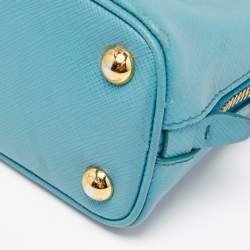Pre Owned Prada Turquoise Saffiano Lux Leather Mini Promenade Crossbody Bag