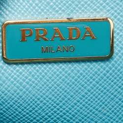 Pre Owned Prada Turquoise Saffiano Lux Leather Mini Promenade Crossbody Bag