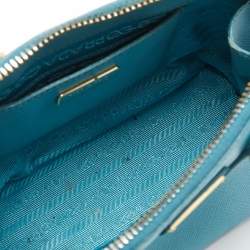 Pre Owned Prada Turquoise Saffiano Lux Leather Mini Promenade Crossbody Bag