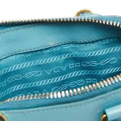 Pre Owned Prada Turquoise Saffiano Lux Leather Mini Promenade Crossbody Bag