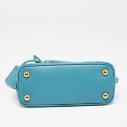 Pre Owned Prada Turquoise Saffiano Lux Leather Mini Promenade Crossbody Bag