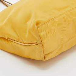 Pre Owned Prada Yellow Nylon And Leather Tote
