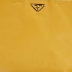 Pre Owned Prada Yellow Nylon And Leather Tote