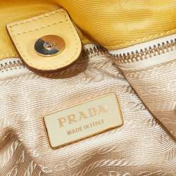 Pre Owned Prada Yellow Nylon And Leather Tote