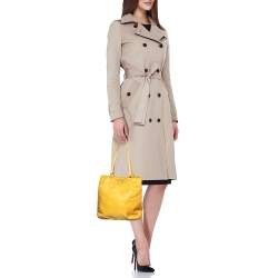 Pre Owned Prada Yellow Nylon And Leather Tote