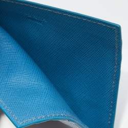 Pre Owned Prada Blue Saffiano Leather Card Holder