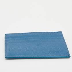 Pre Owned Prada Blue Saffiano Leather Card Holder