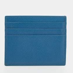 Pre Owned Prada Blue Saffiano Leather Card Holder