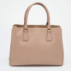 Pre Owned Prada Pink Saffiano Lux Leather Middle Zip Tote