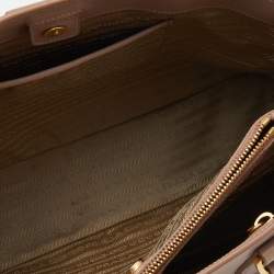 Pre Owned Prada Pink Saffiano Lux Leather Middle Zip Tote