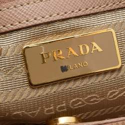Pre Owned Prada Pink Saffiano Lux Leather Middle Zip Tote