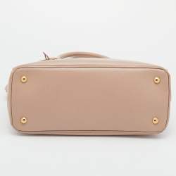 Pre Owned Prada Pink Saffiano Lux Leather Middle Zip Tote