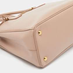 Pre Owned Prada Pink Saffiano Lux Leather Middle Zip Tote