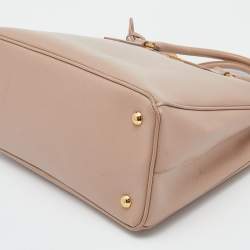 Pre Owned Prada Pink Saffiano Lux Leather Middle Zip Tote