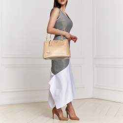 Pre Owned Prada Pink Saffiano Lux Leather Middle Zip Tote