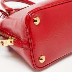 Pre Owned Prada Red Saffiano Patent Leather Small Promenade Satchel
