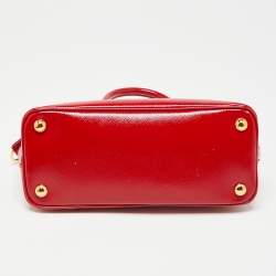 Pre Owned Prada Red Saffiano Patent Leather Small Promenade Satchel