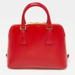 Pre Owned Prada Red Saffiano Patent Leather Small Promenade Satchel