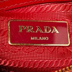 Pre Owned Prada Red Saffiano Patent Leather Small Promenade Satchel