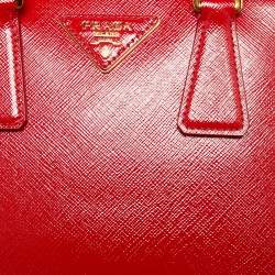 Pre Owned Prada Red Saffiano Patent Leather Small Promenade Satchel