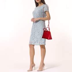 Pre Owned Prada Red Saffiano Patent Leather Small Promenade Satchel