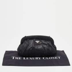Pre Owned Prada Black Embossed Leather Clutch
