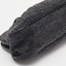 Pre Owned Prada Black Embossed Leather Clutch