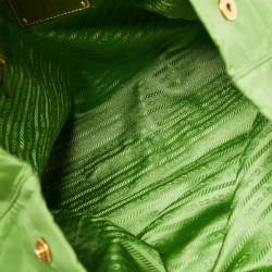 Pre Owned Prada Apple Green Nylon and Patent Leather Jewel Embellished Tote