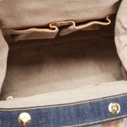 Pre Owned Prada Blue/Beige Denim And Fabric Satchel