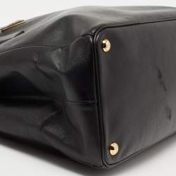 Pre Owned Prada Black Saffiano Leather Large Galleria Double Zip Tote