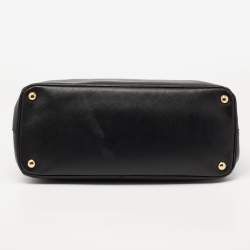 Pre Owned Prada Black Saffiano Leather Large Galleria Double Zip Tote