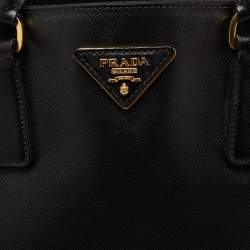 Pre Owned Prada Black Saffiano Leather Large Galleria Double Zip Tote