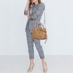 Pre Owned Prada Tan Leather Twin Pocket Double Handle Tote