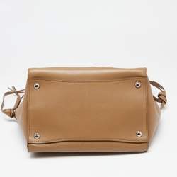 Pre Owned Prada Tan Leather Twin Pocket Double Handle Tote