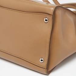 Pre Owned Prada Tan Leather Twin Pocket Double Handle Tote