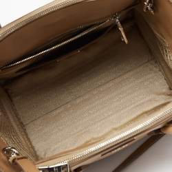 Pre Owned Prada Tan Leather Twin Pocket Double Handle Tote