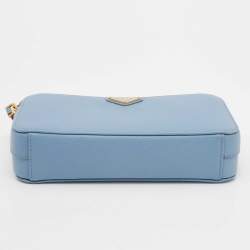 Pre Owned Prada Light Blue Saffiano Lux Leather Crossbody Bag