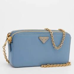 Pre Owned Prada Light Blue Saffiano Lux Leather Crossbody Bag