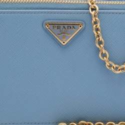 Pre Owned Prada Light Blue Saffiano Lux Leather Crossbody Bag