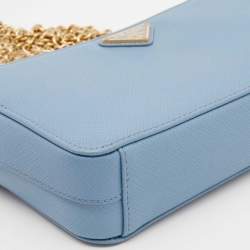 Pre Owned Prada Light Blue Saffiano Lux Leather Crossbody Bag