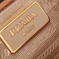 Pre Owned Prada Caramel Brown Saffiano Lux Leather Large Double Zip Tote