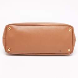 Pre Owned Prada Caramel Brown Saffiano Lux Leather Large Double Zip Tote