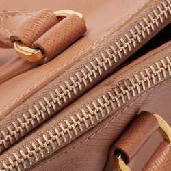 Pre Owned Prada Caramel Brown Saffiano Lux Leather Large Double Zip Tote