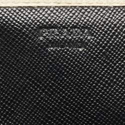 Pre Owned Prada Black/White Perforated Saffiano Leather Flap Continental Wallet